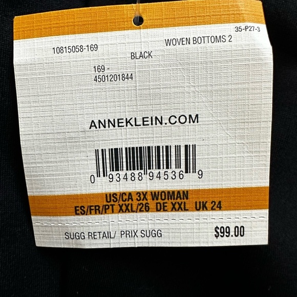 Anne Klein Pull-on SLIM ANKLE BLACK PANTS Women’s Size 3X. - Picture 9 of 11